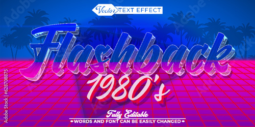 Retro Neon Flashback 1980's Vector Editable Text Effect Template