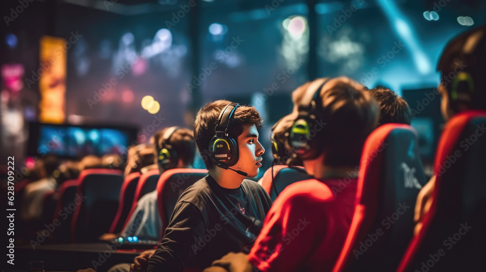 Fototapeta premium A young gamer competing in an esports tournament