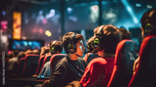 A young gamer competing in an esports tournament