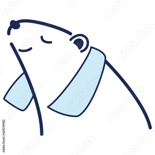 クールタオルを首にかけたシロクマのイラスト