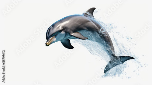 Dolphin jumping out of water  dolphin isolated on white background  dolphin jumping isolated on white.