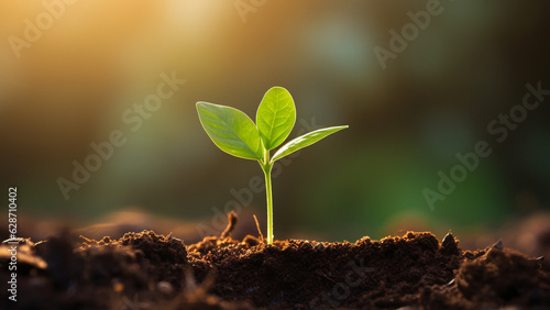 sapling in soil. growth and start up concept. generative AI