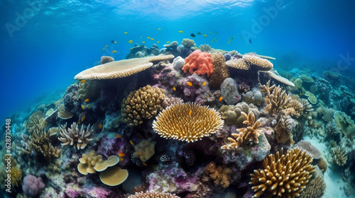 Underwater scenes and coral reefs  illustration