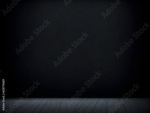 Empty black studio room background and wooden floor for your product. vector illustration.