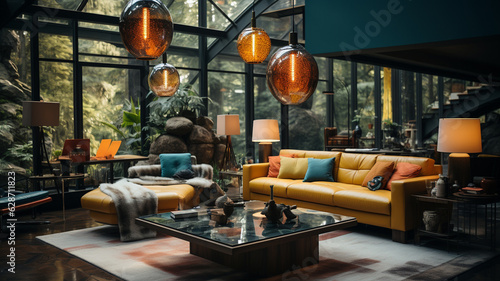 interior design with modern living room and sofa.generative ai © S...