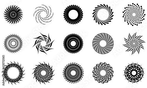 abstract circle icon set, abstract swirl symbol