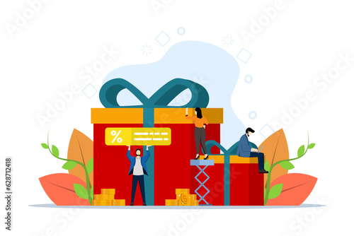 Customer loyalty marketing program, customer cashback with icons and elements. Online Shopping Concept Vector Illustration for Banner, Advertising and Marketing, Advertising, etc.