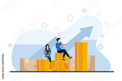 Warehouse worker checking goods in pallet stock. holding the character holding the clipboard to record. Warehouse inventory and delivery workers. flat vector illustration on a white background.