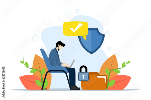 privacy policy concept with tiny people. Fees and funding, terms and conditions, website information page vector illustration. Service fee, subscription fee, website menu bar, UI, UX metaphor.