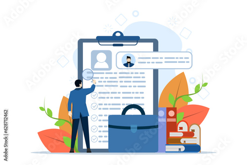 Employer concept, vacancy, send your CV with small people, employers select the best candidates, Recruitment, hour service, start your career, company company website, headhunting metaphor.