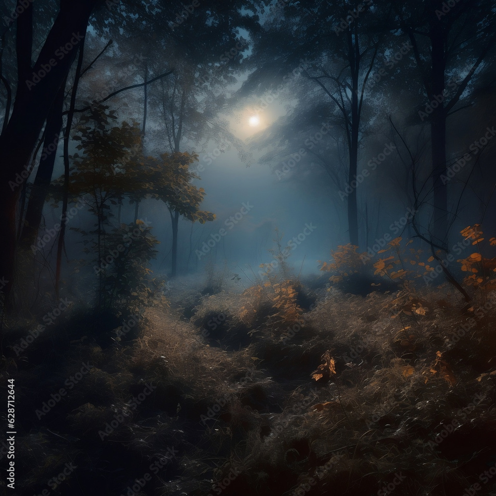 dense forest at night
