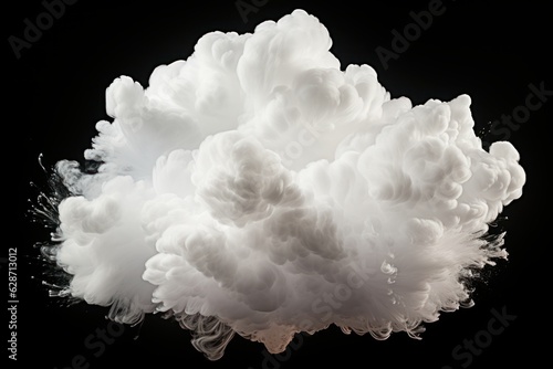 Celestial Solitude: A White Cloud Isolated on a Deep Black Background, Embracing the Essence of the Sky