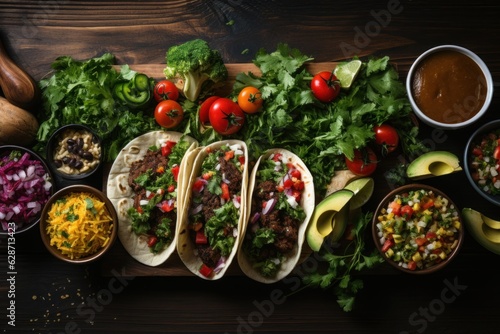 Tantalizing Taco Fiesta: A Top Border Taco Bar Brimming with an Assortment of Delicious Ingredients