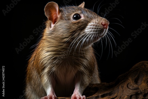 Curious Wanderer: A Side View of an Isolated Brown Rat (Rattus norvegicus)