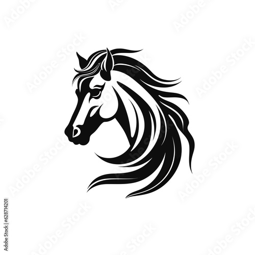 Vector logo of horse, minimalistic, black and white