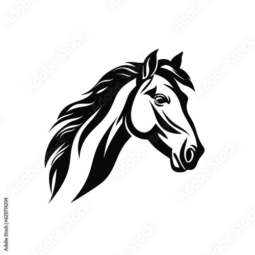 Fototapeta Naklejka Na Ścianę i Meble -  Vector logo of horse, minimalistic, black and white