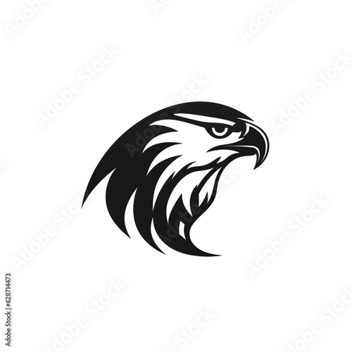 Vector logo of falcon, minimalistic, black and white