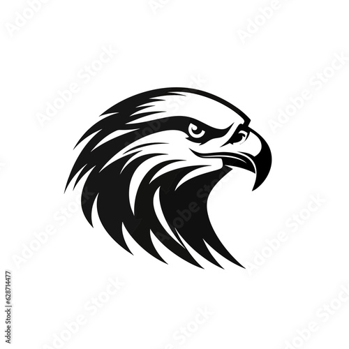 Vector logo of falcon, minimalistic, black and white