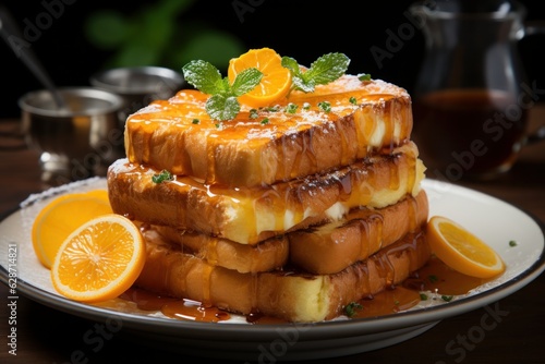 Savory Delight: A Photo of Sweet-Salted Egg French Toast, Garnished to Perfection