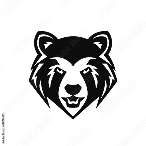 Vector logo of bear  minimalistic  black and white