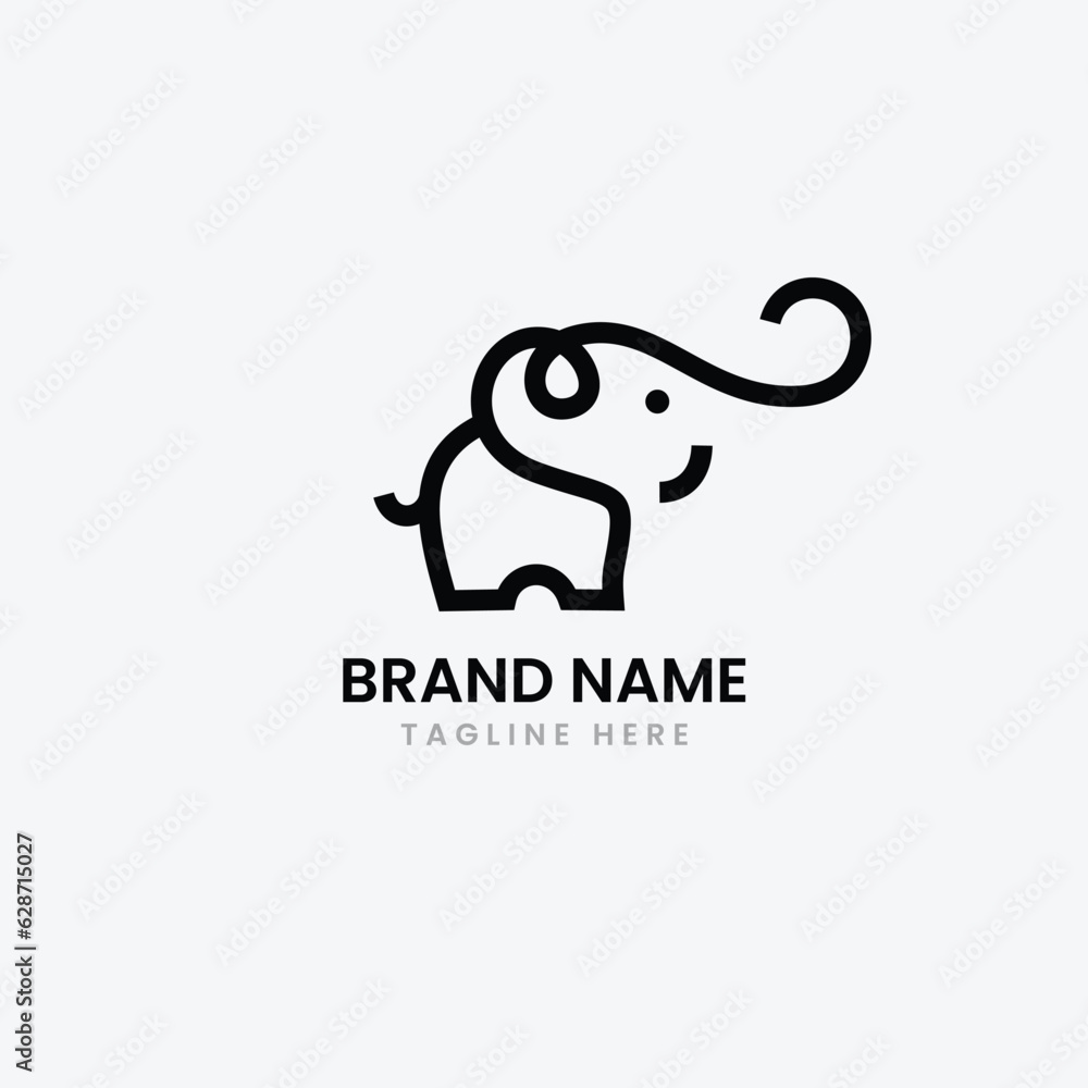 Cute elephant logo outline Cute elephant logo outline