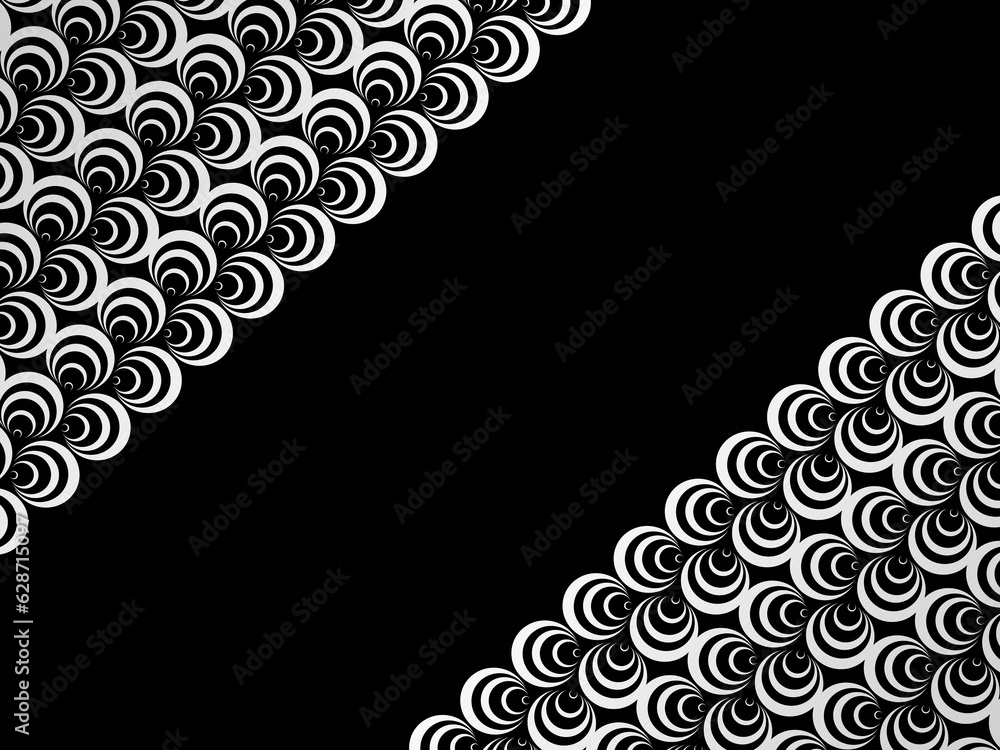 Black abstract background design. Modern wavy lines pattern (guilloche curves) in monochrome colors. Premium line texture for banners, business backgrounds. Dark horizontal vector template.