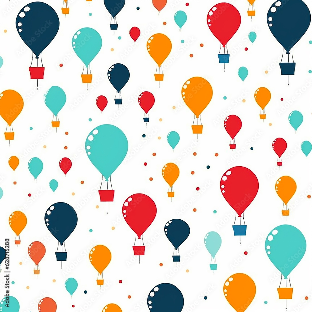 Obraz premium Seamless pattern with colorful balloons. Generative AI.