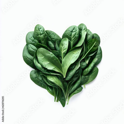 AI-Generated Spinach Romance - Realistic Heart-formed Vegetable Art  Generative AI