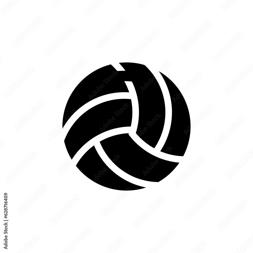 Premium Volleyball black fill icon vector logo template. High-quality design for sports-related projects. Perfect for branding and marketing. Isolated on white.