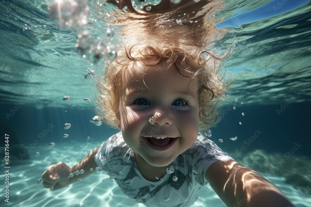 cute baby swimming underwater toddler diving