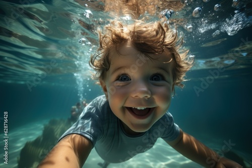 cute baby swimming underwater toddler diving