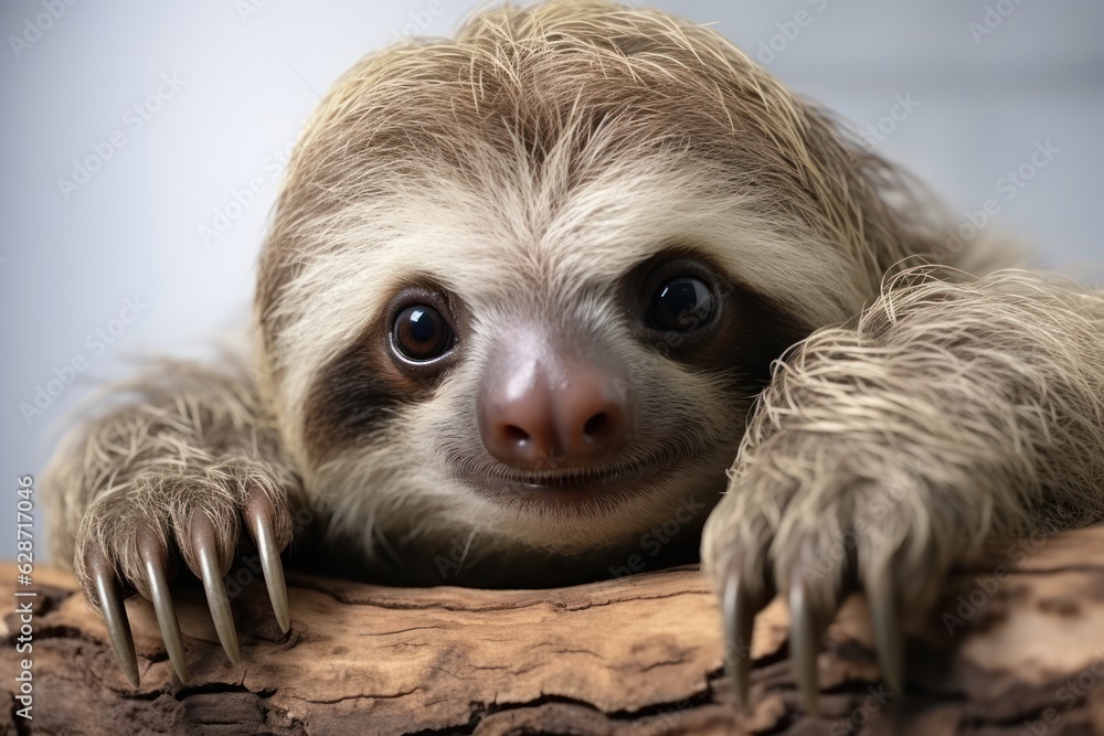 sloth hanging on tree branch sloth hanging on tree branch