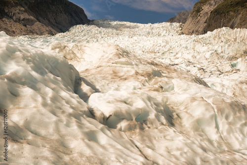 Flying by helicopter to the glacier and then Heli hiking on the glacier floor high up in the Southern alps mountain peaks on Fox Glacier photo