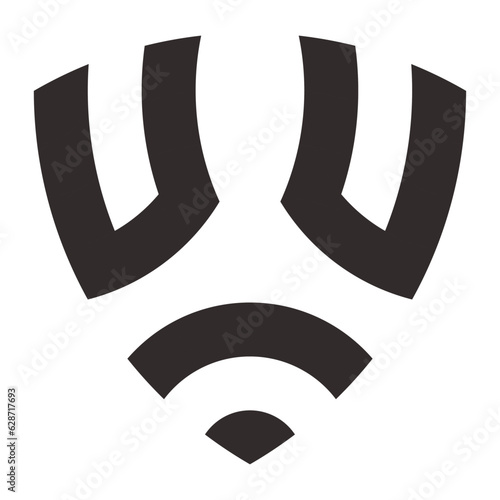 abstract modern shield shaped monogram logo for brand