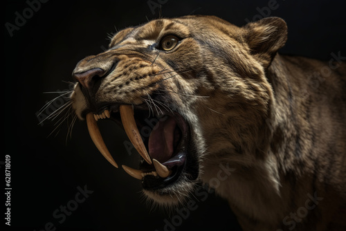 Canvas Print sabertooth tiger smilodon, lived 42 million years ago - extint 11,000 years ago,