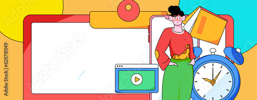 Education learning people flat vector concept hand drawn illustration
