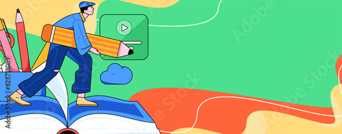 Education learning people flat vector concept hand drawn illustration
