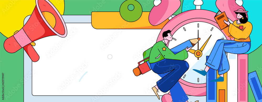 Obraz premium Education learning people flat vector concept hand drawn illustration 