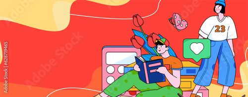 Education learning people flat vector concept hand drawn illustration
