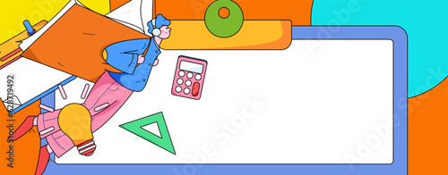 Education learning people flat vector concept hand drawn illustration
