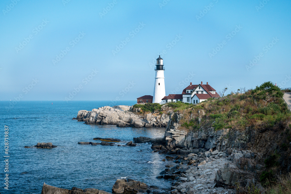 The Portland Head Lighthouse in Cape Elizabeth, Maine, USA on Casco Bay
