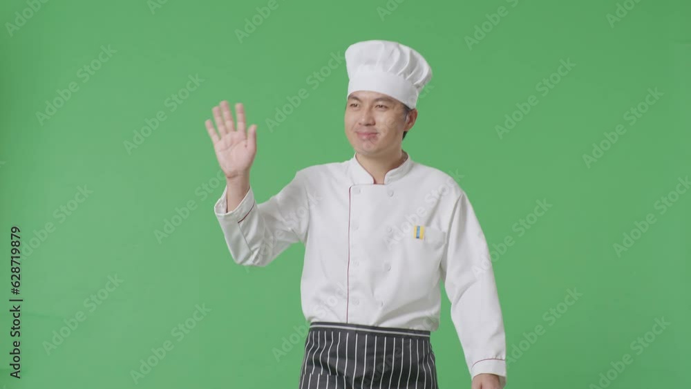 Asian Man Chef Walking And Waving Hand In The Green Screen Background Studio
Asian Man Chef Walking And Waving Hand In The Green Screen Background Studio