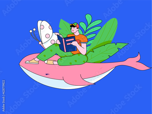 Education learning people flat vector concept hand drawn illustration 