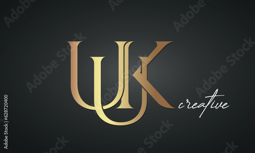 luxury letters UUK golden logo icon premium monogram, creative royal logo design