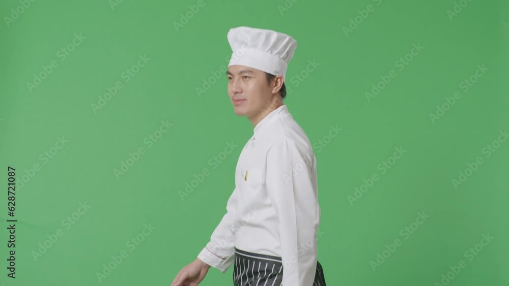 Side View Of Asian Man Chef Walking And Looking Around In The Green Screen Background Studio
Side View Of Asian Man Chef Walking And Looking Around In The Green Screen Background Studio