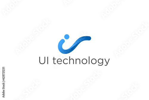 UI initial text letter logo design modern technology AI artificial intellegence icon symbol