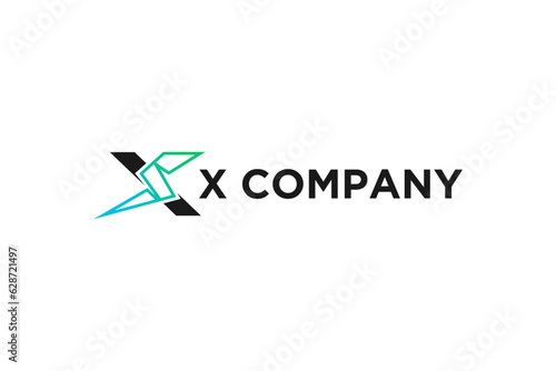 X initial letter logo design electrical lightning icon symbol
