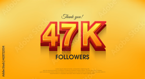Thank you 47k followers 3d design, vector background thank you.