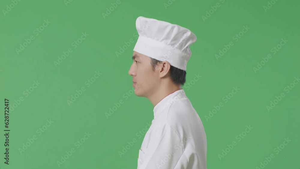 Side View Of Asian Man Chef Walking In The Green Screen Background Studio
Side View Of Asian Man Chef Walking In The Green Screen Background Studio