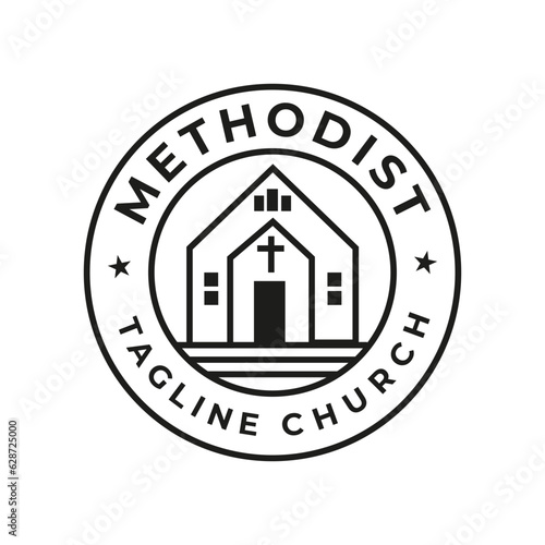 Methodist church design inspiration simple logo stamp Education Logo design vector